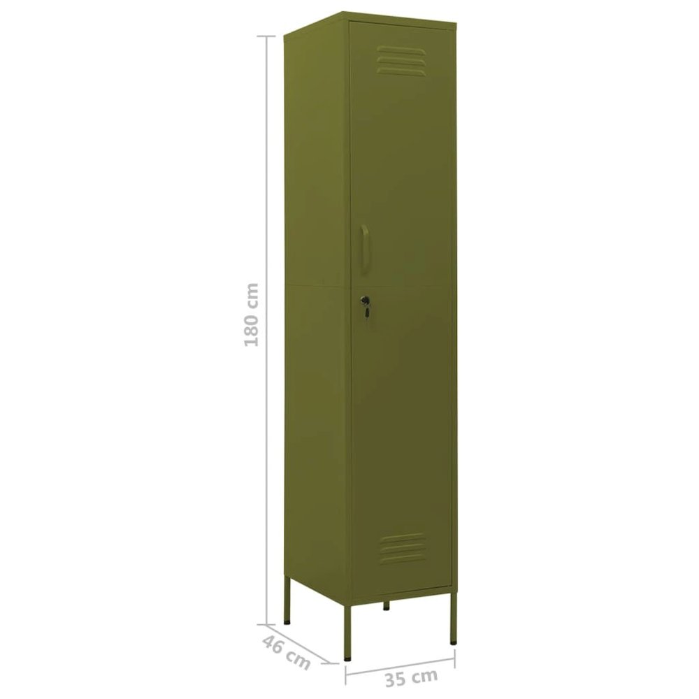 Locker Cabinet Olive Green Steel 70.9 in x 18.1 in x 13.8 in. Picture 9