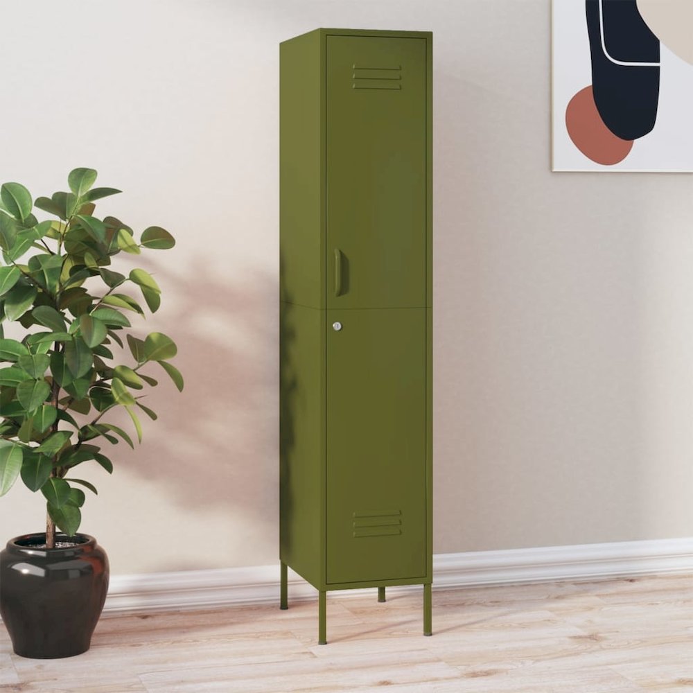 Locker Cabinet Olive Green Steel 70.9 in x 18.1 in x 13.8 in. Picture 1