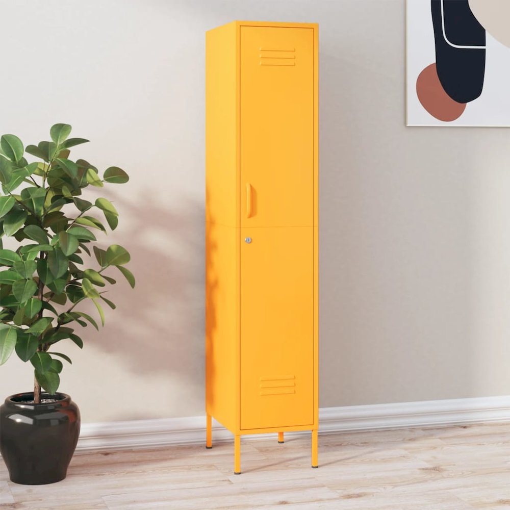 Locker Cabinet Mustard Yellow Steel Tall. Picture 1