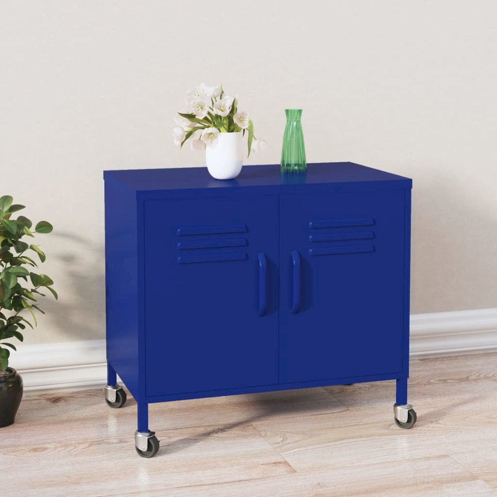 Storage Cabinet Navy Blue Steel Medium Adjustable Armrests. Picture 1