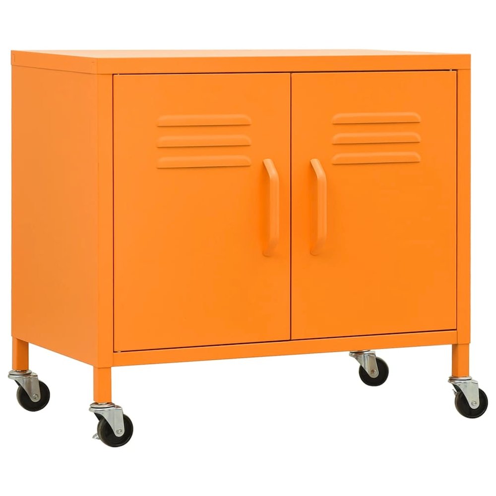 Storage Cabinet Orange Steel Medium Height-Adjustable Shelves. Picture 2