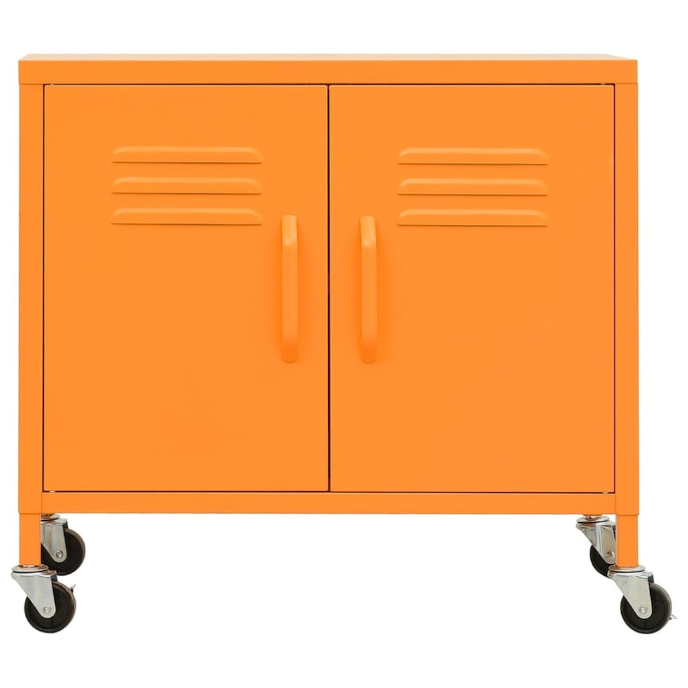 Storage Cabinet Orange Steel Medium Height-Adjustable Shelves. Picture 3