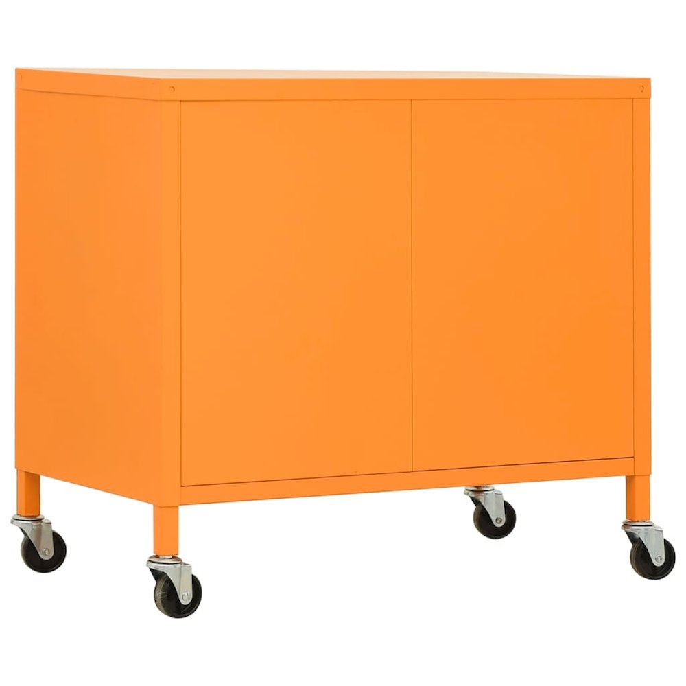 Storage Cabinet Orange Steel Medium Height-Adjustable Shelves. Picture 5