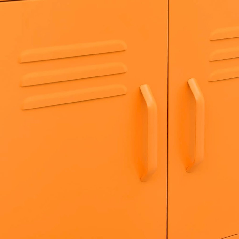 Storage Cabinet Orange Steel Medium Height-Adjustable Shelves. Picture 7