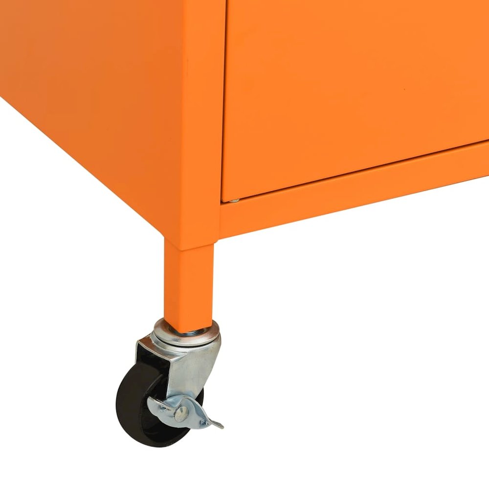 Storage Cabinet Orange Steel Medium Height-Adjustable Shelves. Picture 8