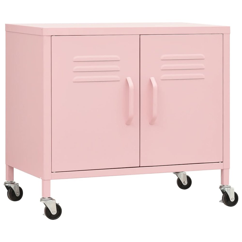 Storage Cabinet Pink Steel Compact Storage Cabinet Rectangular. Picture 2
