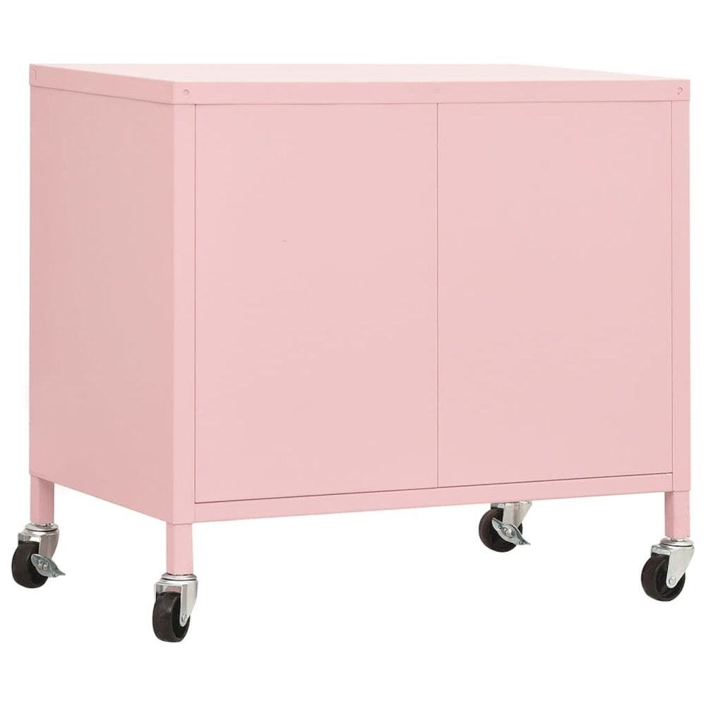 Storage Cabinet Pink Steel Compact Storage Cabinet Rectangular. Picture 5