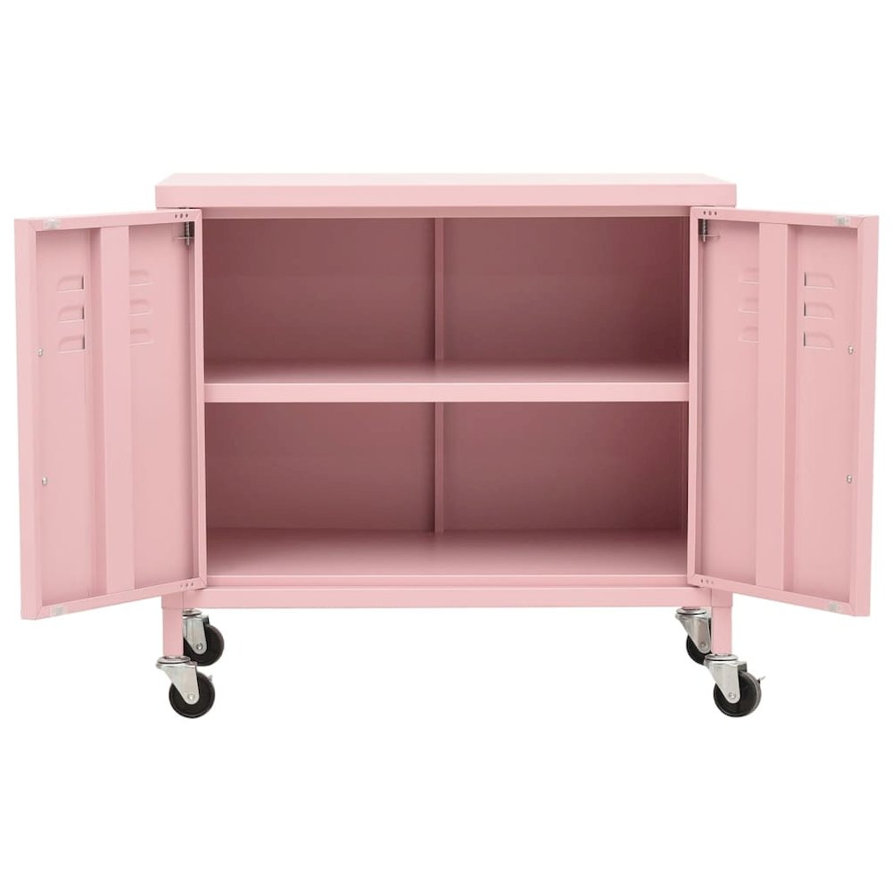 Storage Cabinet Pink Steel Compact Storage Cabinet Rectangular. Picture 6