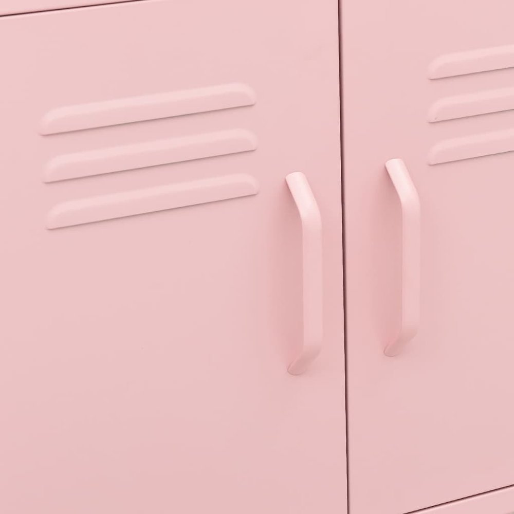 Storage Cabinet Pink Steel Compact Storage Cabinet Rectangular. Picture 7
