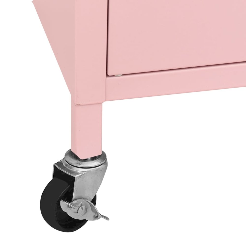 Storage Cabinet Pink Steel Compact Storage Cabinet Rectangular. Picture 8