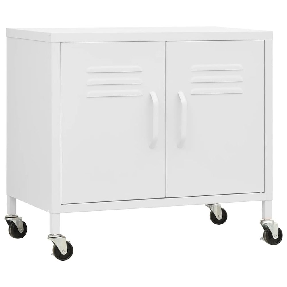 Storage Cabinet White Steel Medium Lockable wheels. Picture 2