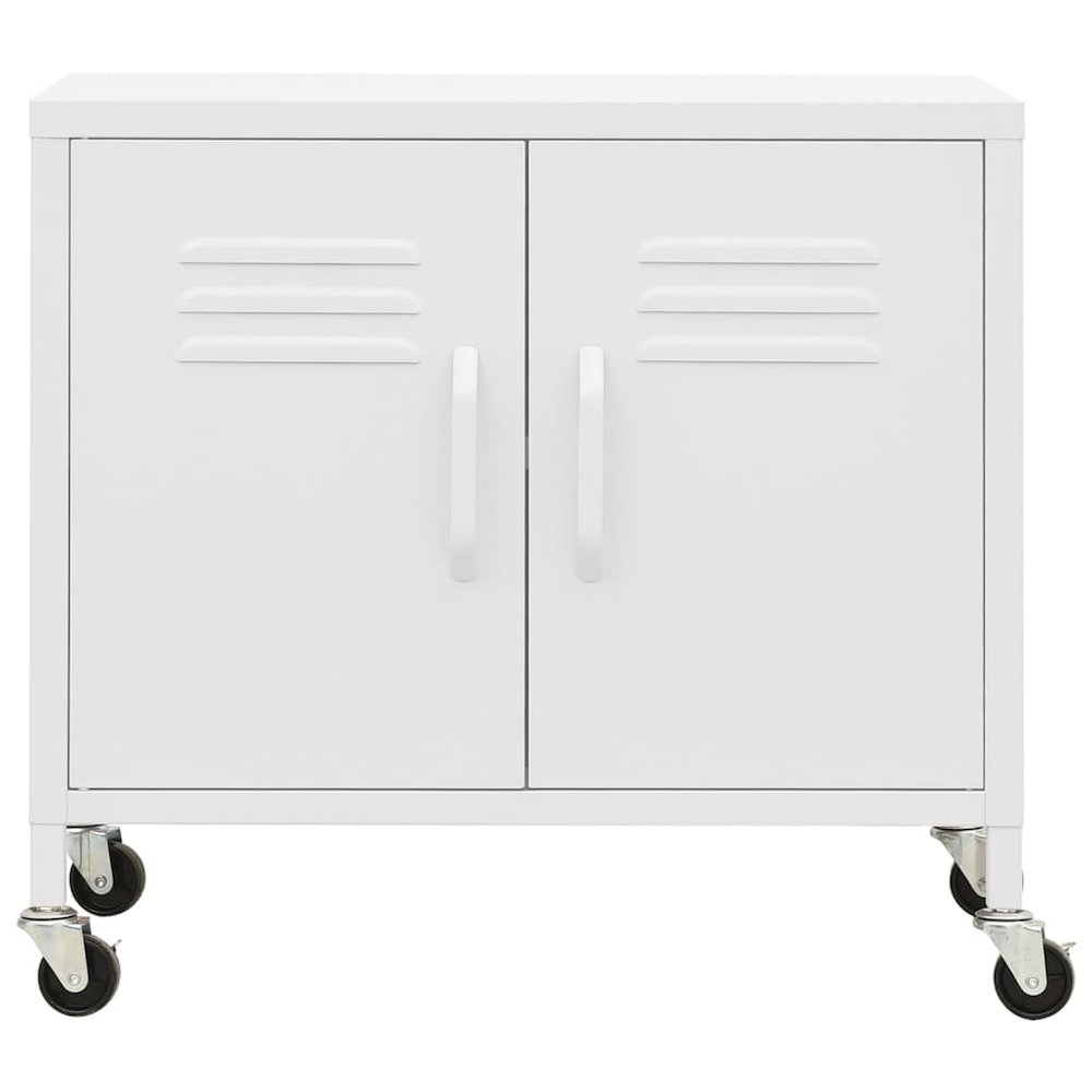 Storage Cabinet White Steel Medium Lockable wheels. Picture 3