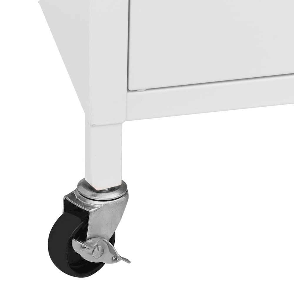 Storage Cabinet White Steel Medium Lockable wheels. Picture 8