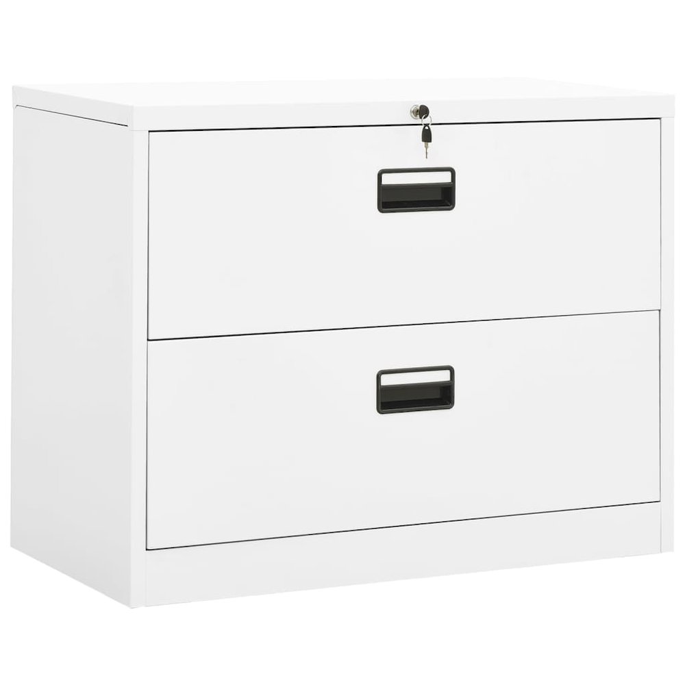 Filing Cabinet White Steel 35.4x18.1x28.5 in Durable. Picture 1