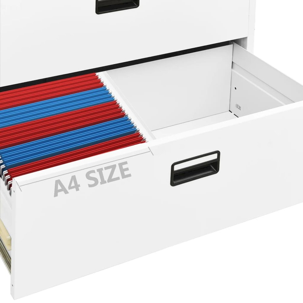 Filing Cabinet White Steel 35.4x18.1x28.5 in Durable. Picture 8