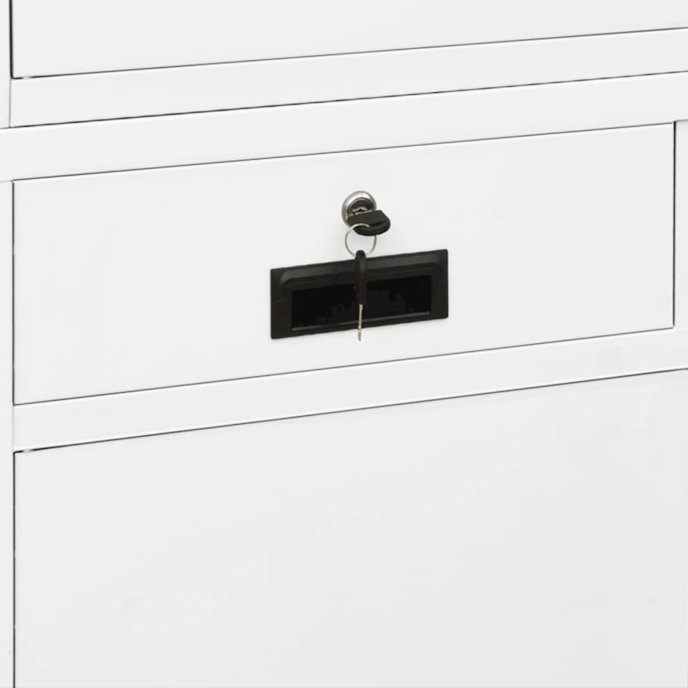 Office Cabinet White Steel and tempered glass 35.4 x 15.7 x 70.9 in. Picture 10