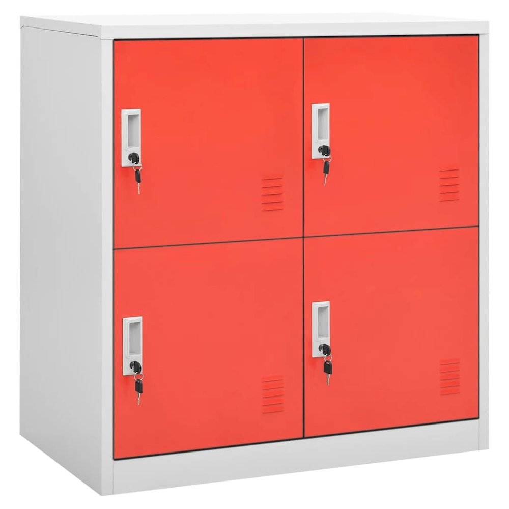 Locker Cabinet Light Grey and Red Steel Medium Locker Cabinet. Picture 1