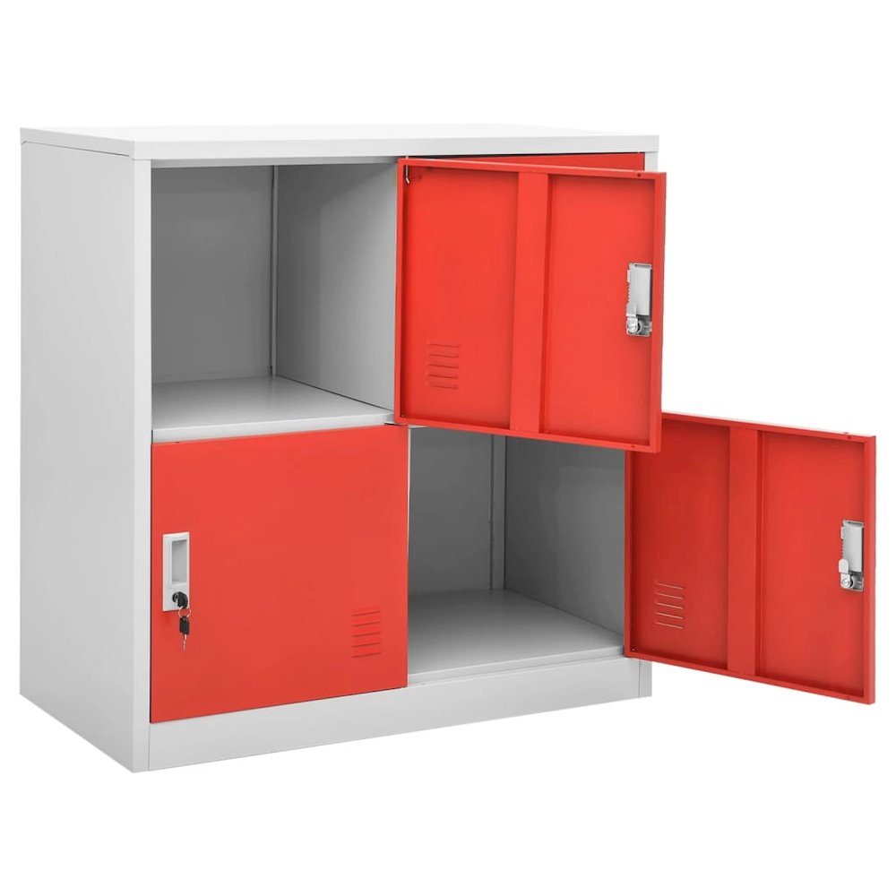Locker Cabinet Light Grey and Red Steel Medium Locker Cabinet. Picture 5