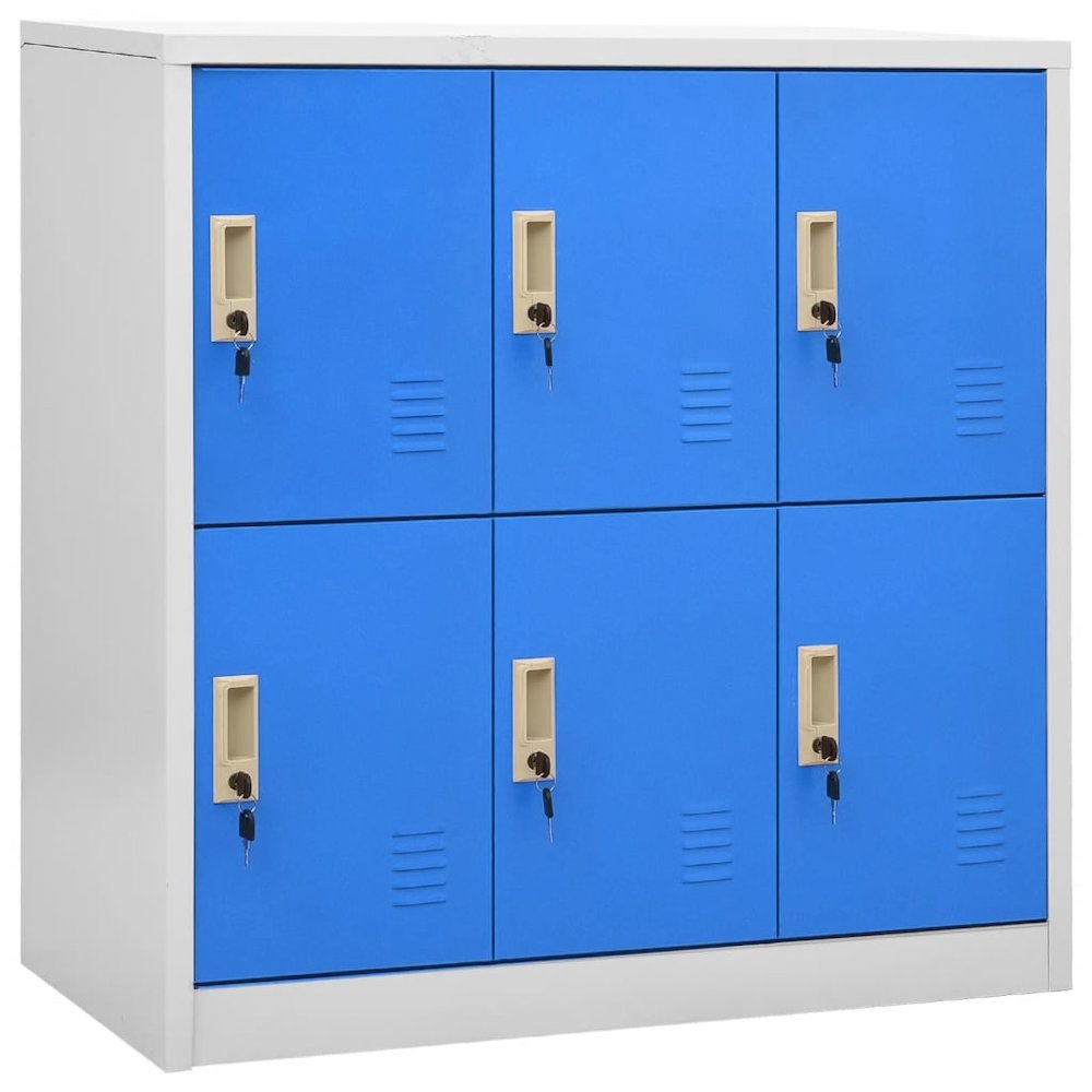 Locker Cabinet Light Grey and Blue Steel Medium. Picture 1