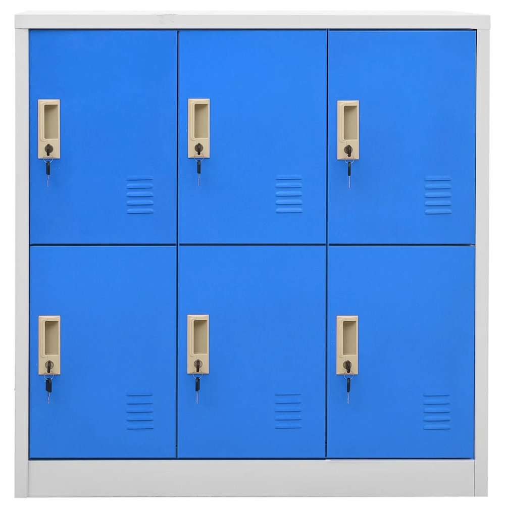 Locker Cabinet Light Grey and Blue Steel Medium. Picture 2