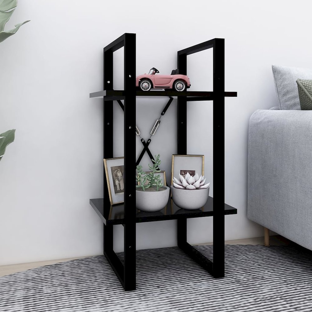 Book Cabinet Black Engineered wood, metal Medium Book Cabinet. Picture 6
