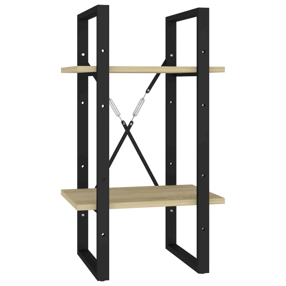 Book Cabinet Sonoma Oak, Black Engineered Wood, Metal Compact. Picture 2