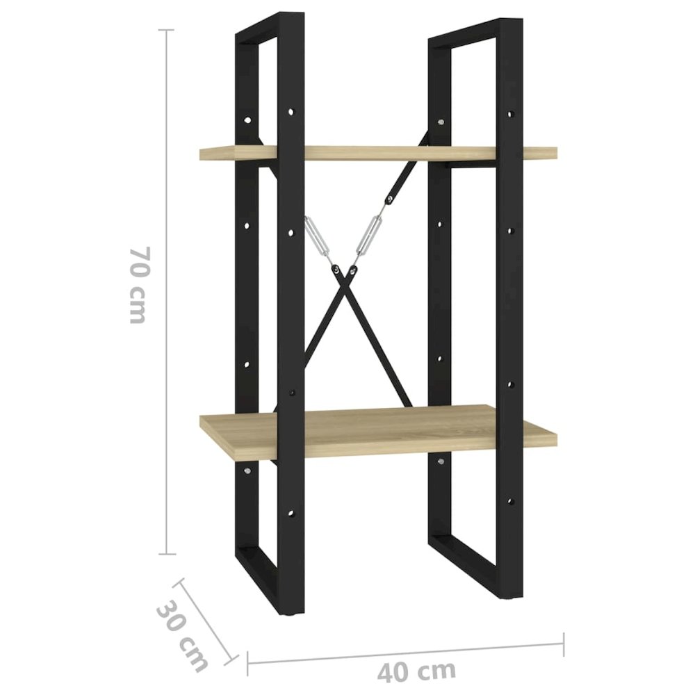 Book Cabinet Sonoma Oak, Black Engineered Wood, Metal Compact. Picture 7