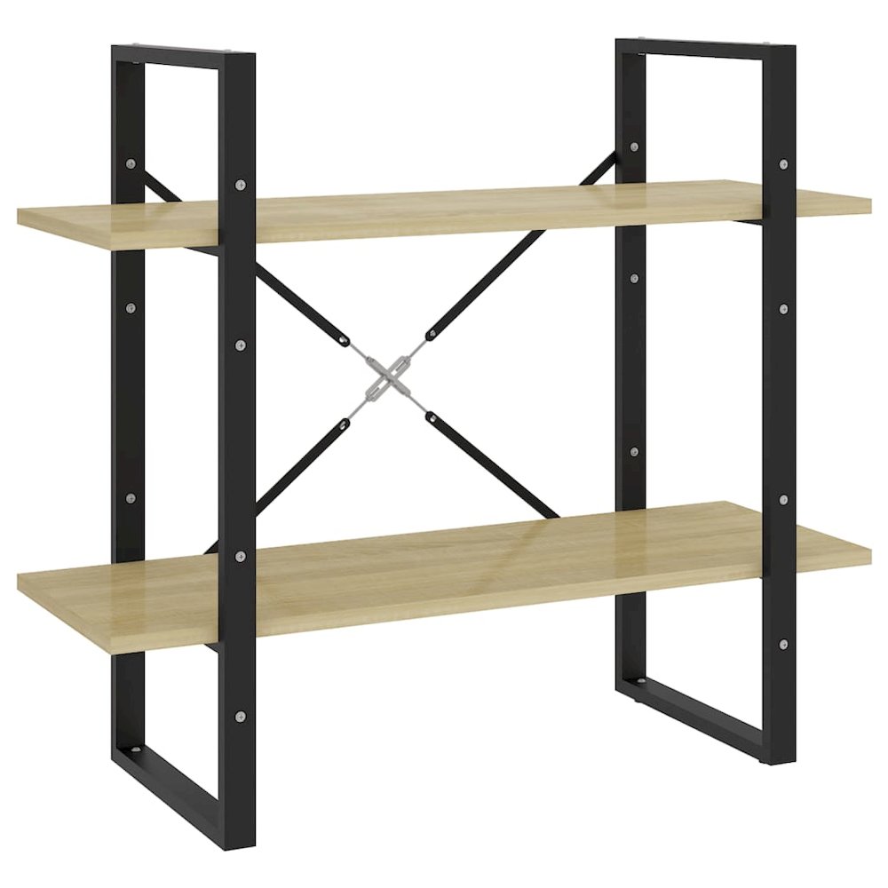 Book Cabinet Sonoma oak, Black Engineered wood, Metal. Picture 2