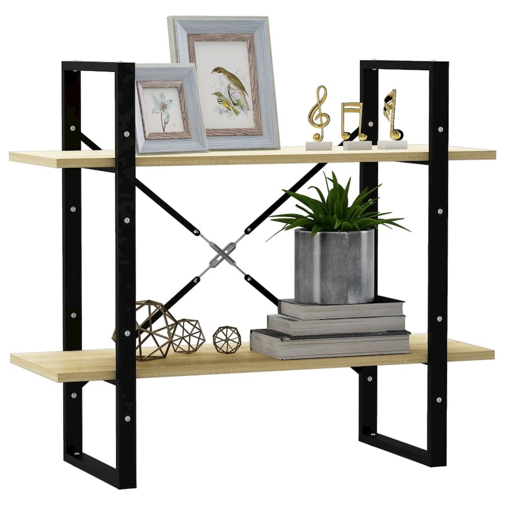 Book Cabinet Sonoma oak, Black Engineered wood, Metal. Picture 3