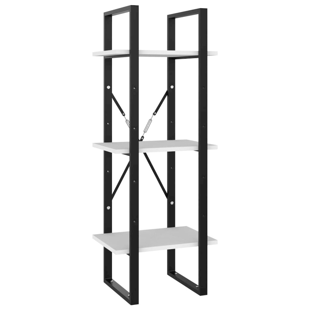 Book Cabinet White Engineered wood and metal Small Book Cabinet. Picture 2