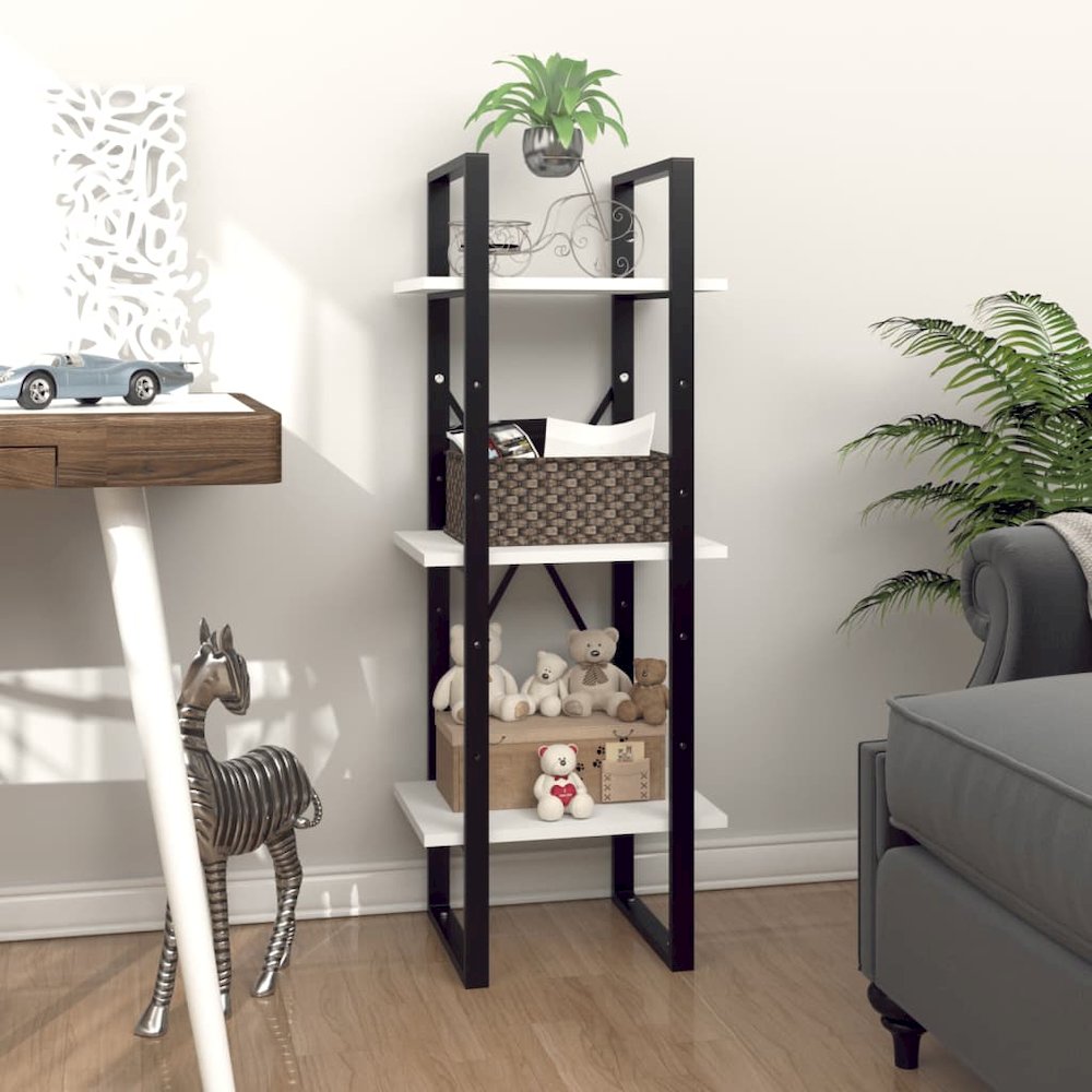 Book Cabinet White Engineered wood and metal Small Book Cabinet. Picture 1