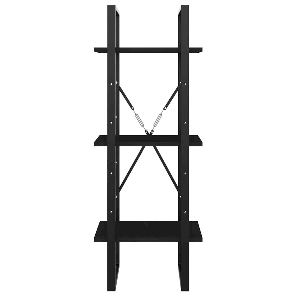 Book Cabinet Black Engineered wood, metal Three-Tier Book Cabinet. Picture 3