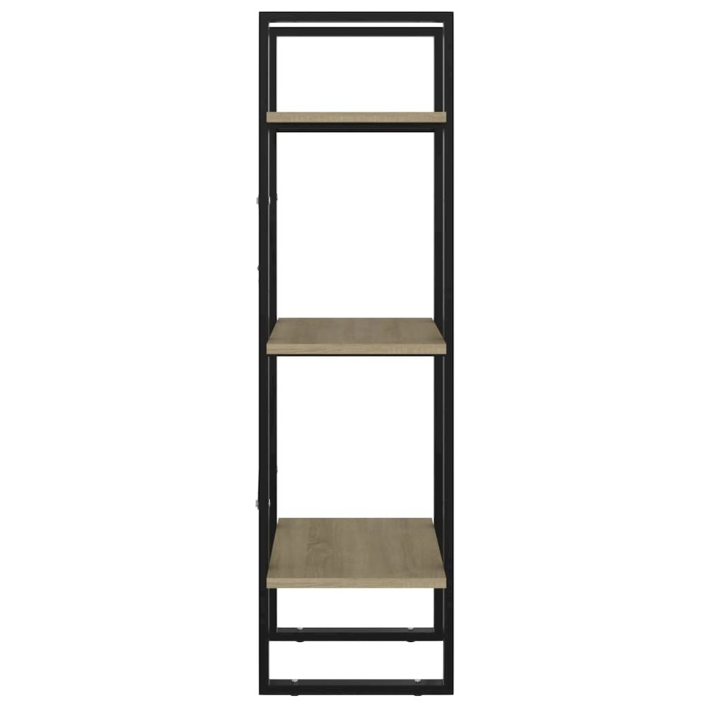 Book Cabinet Sonoma oak, Black Engineered wood, Metal Medium. Picture 4