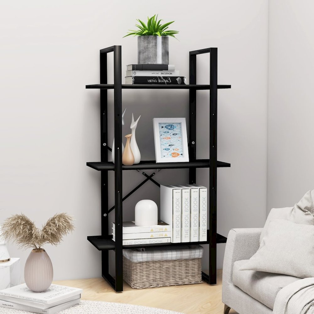 Storage Shelf Black Metal Medium Storage Shelf Rectangular. Picture 1