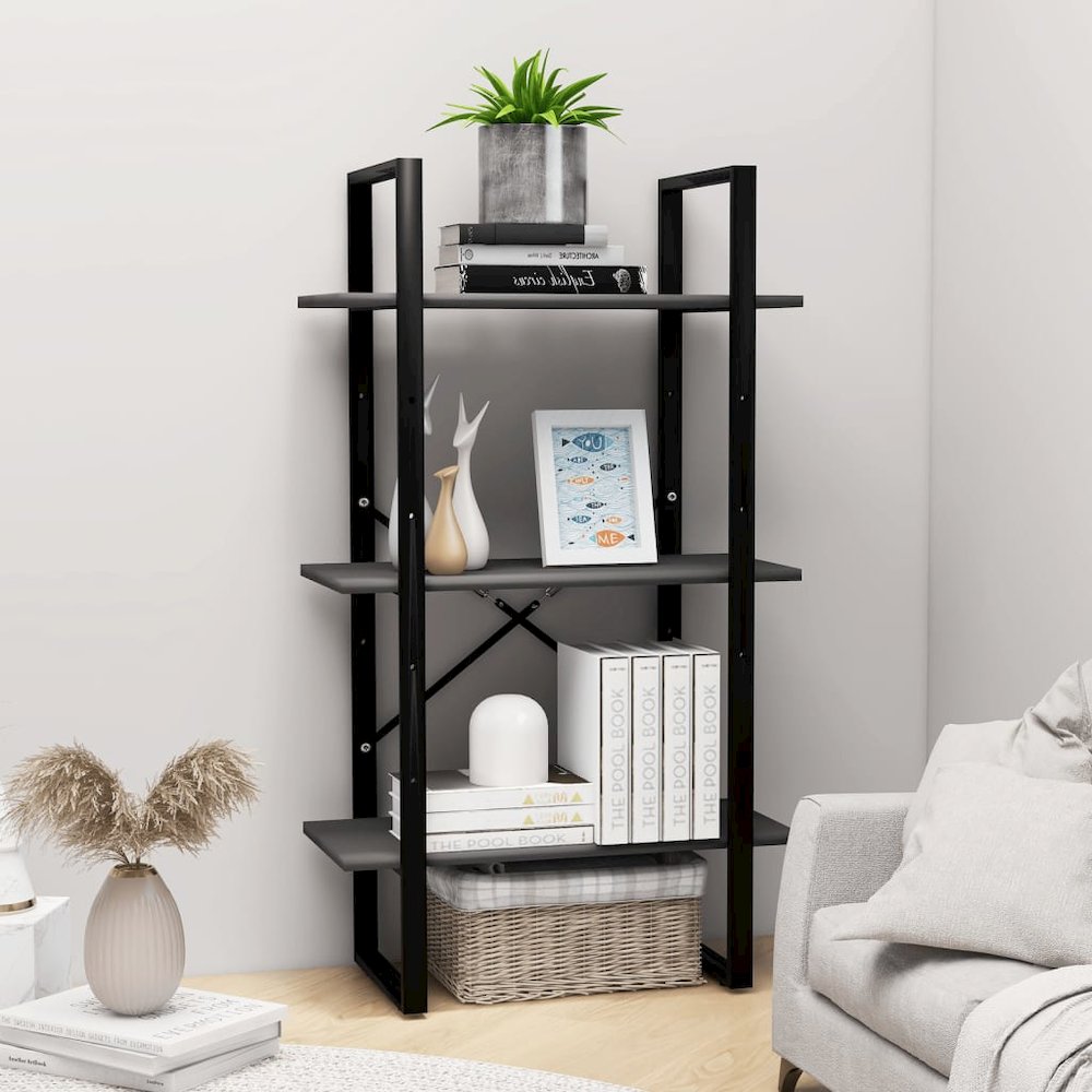 Storage Shelf Grey Metal Medium Storage Shelf Rectangular. Picture 1