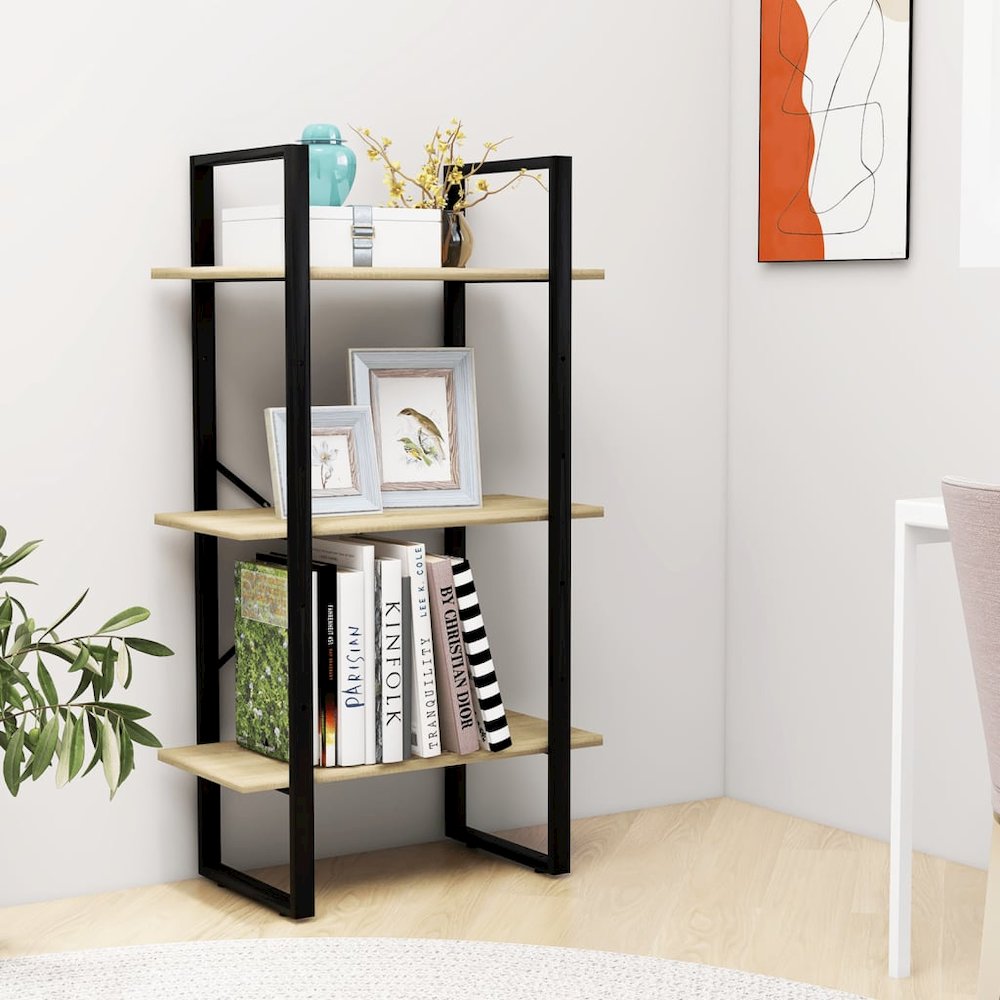 Storage Shelf Sonoma Oak Engineered Wood and Metal Medium. Picture 3