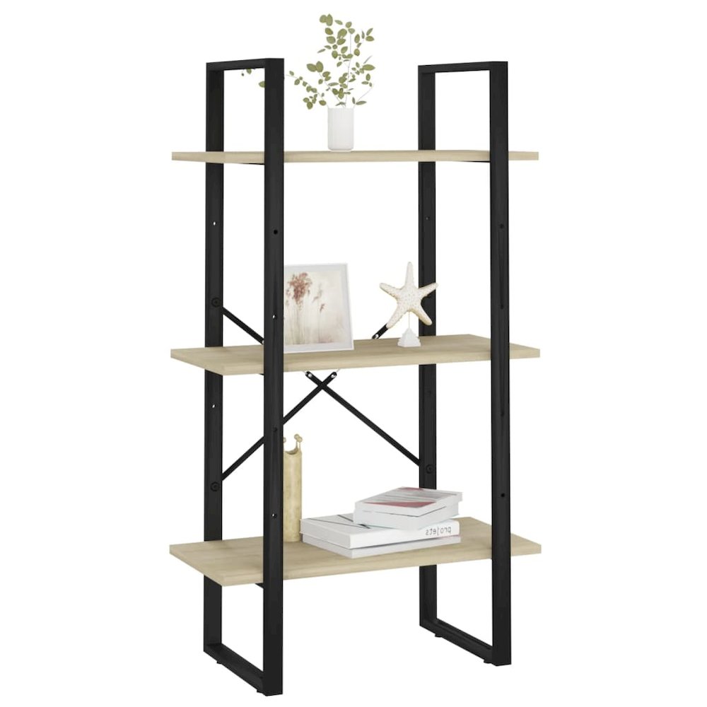 Storage Shelf Sonoma Oak Engineered Wood and Metal Medium. Picture 4