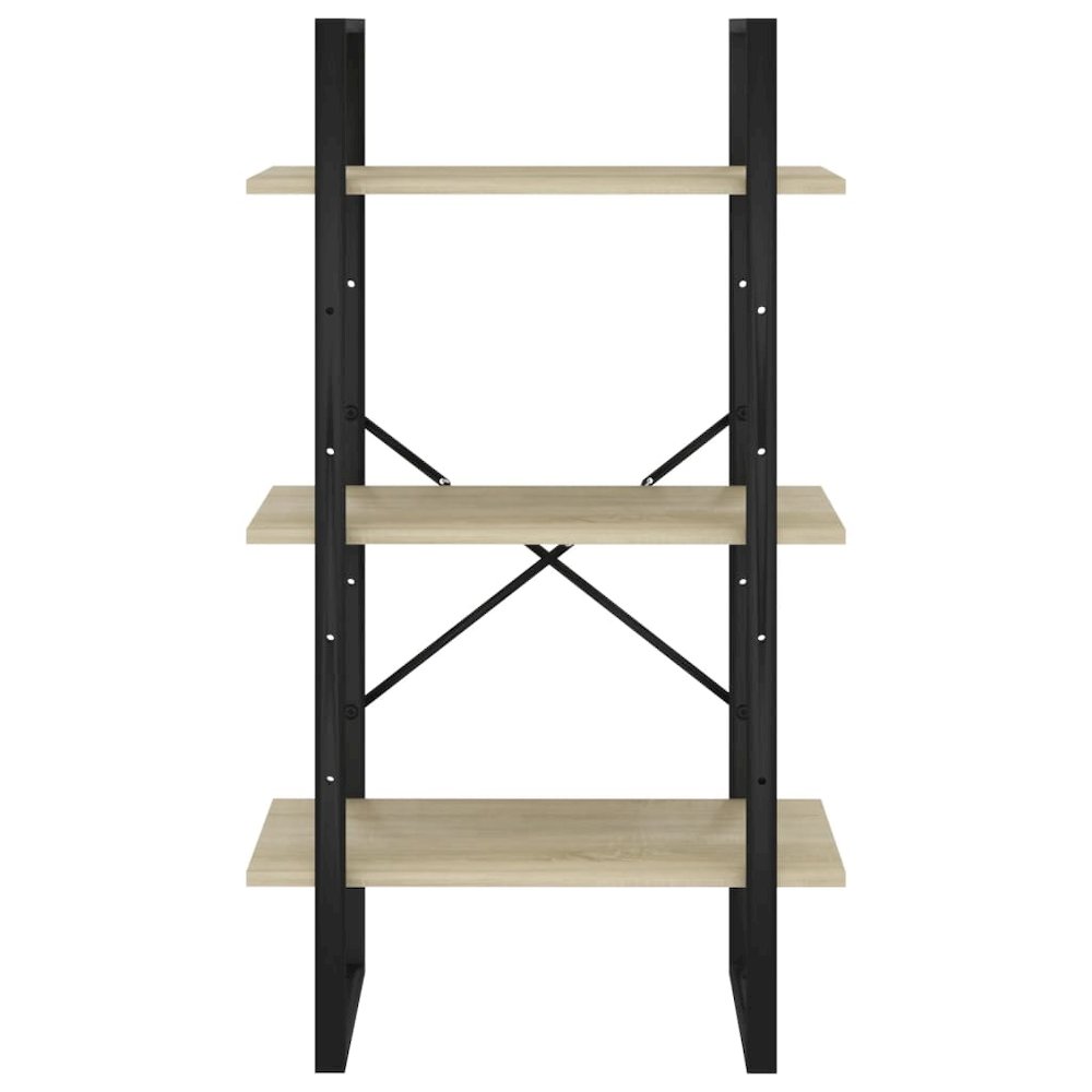 Storage Shelf Sonoma Oak Engineered Wood and Metal Medium. Picture 5