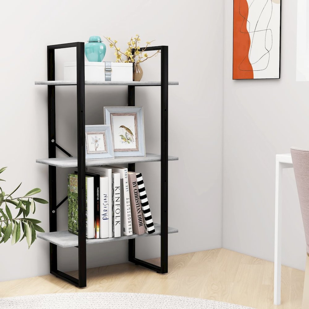 Storage Shelf Concrete Grey Metal, Engineered Wood. Picture 3