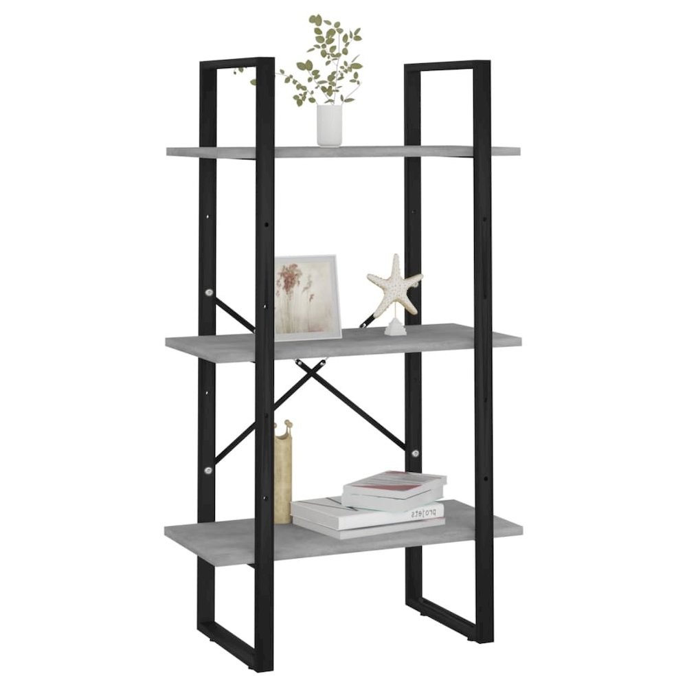 Storage Shelf Concrete Grey Metal, Engineered Wood. Picture 4