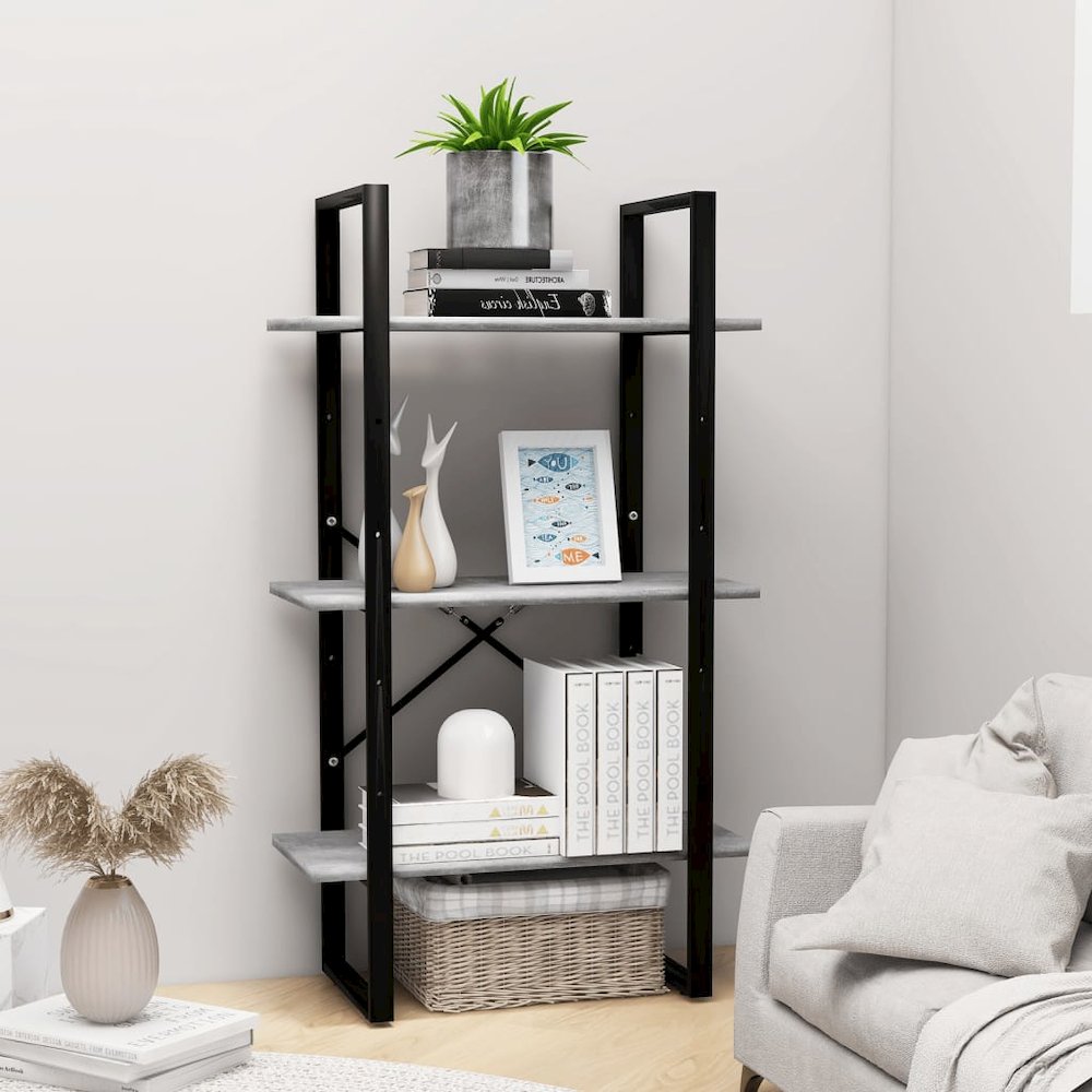 Storage Shelf Concrete Grey Metal, Engineered Wood. Picture 1