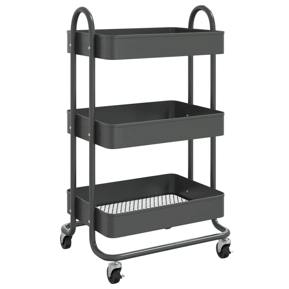 vidaXL 3-Tier Trolley Anthracite 16.9"x13.4"x31.1" Steel. Picture 2