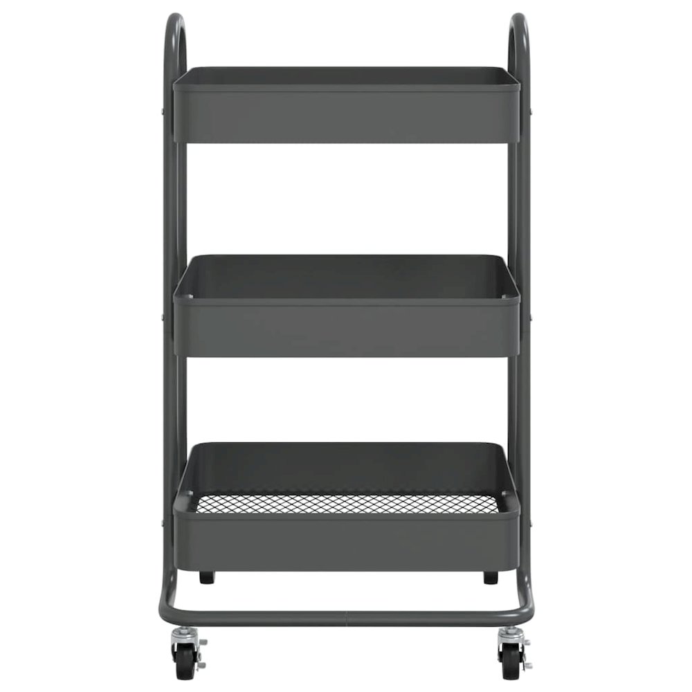 vidaXL 3-Tier Trolley Anthracite 16.9"x13.4"x31.1" Steel. Picture 3