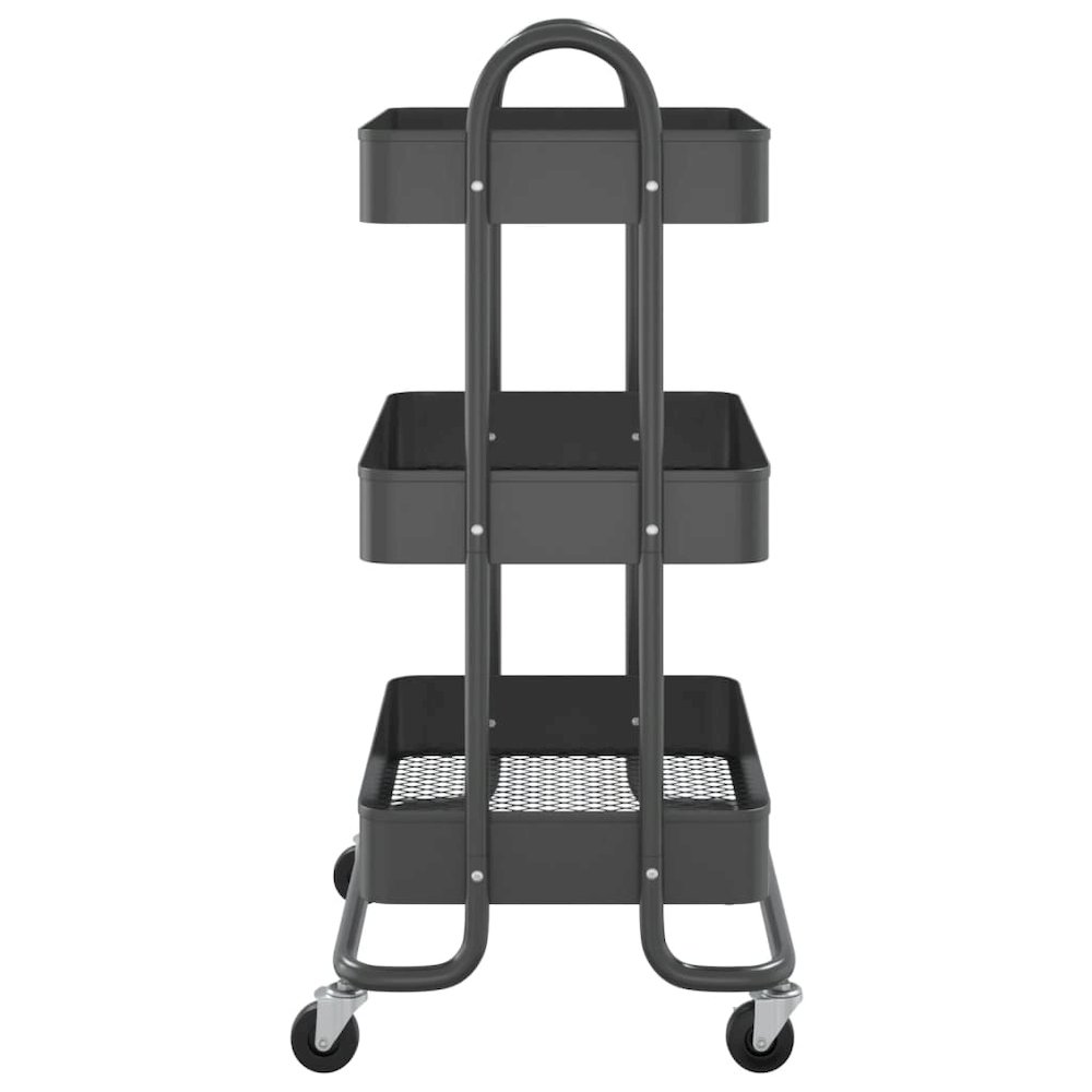 vidaXL 3-Tier Trolley Anthracite 16.9"x13.4"x31.1" Steel. Picture 4