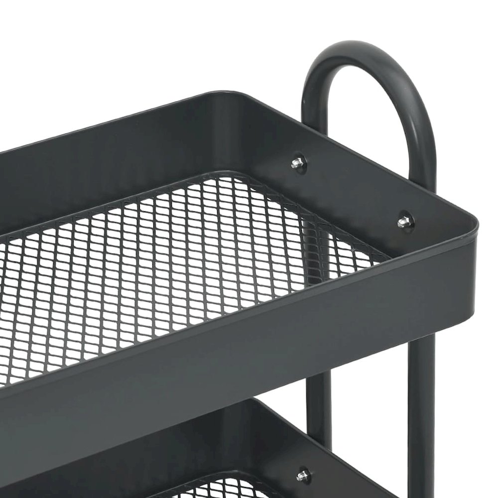 vidaXL 3-Tier Trolley Anthracite 16.9"x13.4"x31.1" Steel. Picture 5