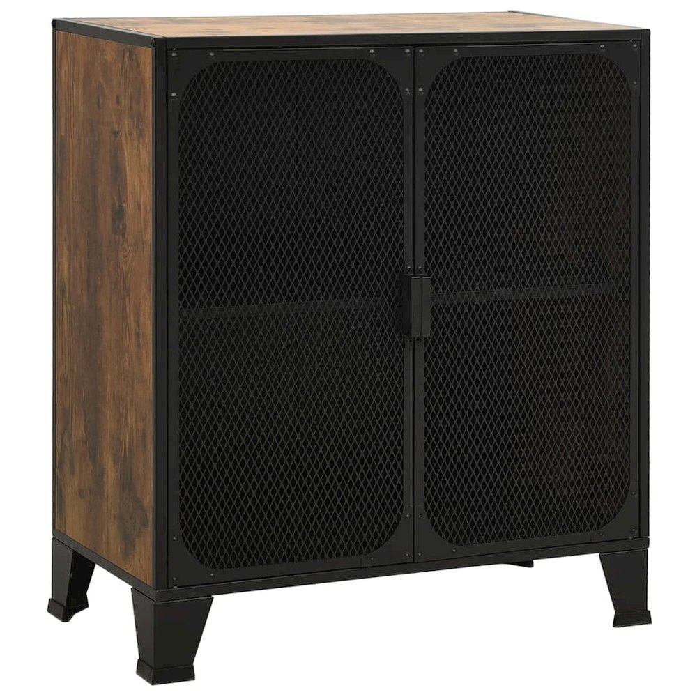 Storage Cabinet Rustic brown Metal and MDF Medium Storage Cabinet. Picture 2