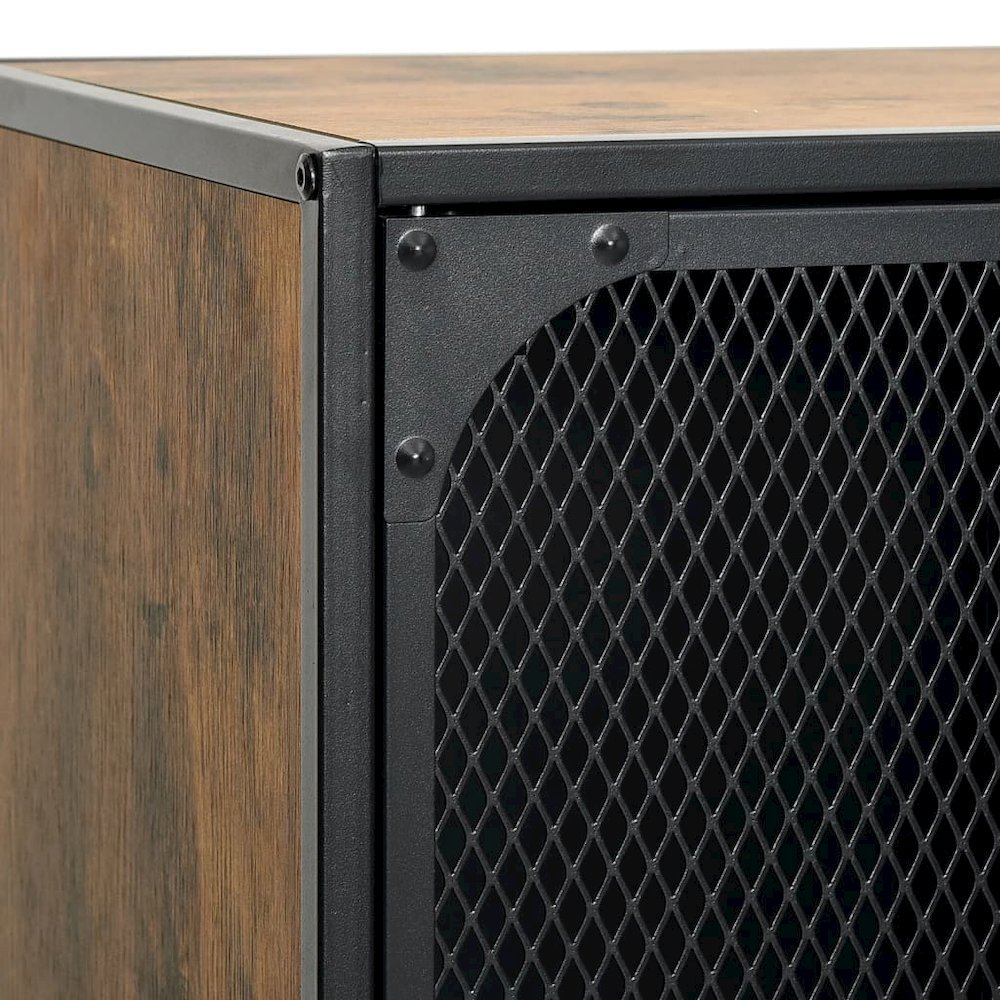 TV Cabinet Rustic brown MDF, Metal Large Rustic Brown TV Cabinet. Picture 8