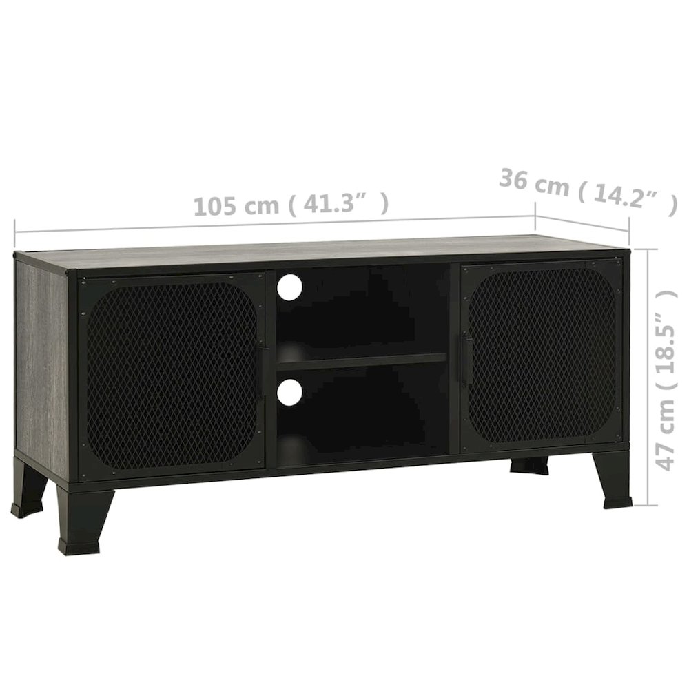 TV Cabinet Grey MDF 41.3 in TV Cabinet Rectangular Industrial. Picture 9