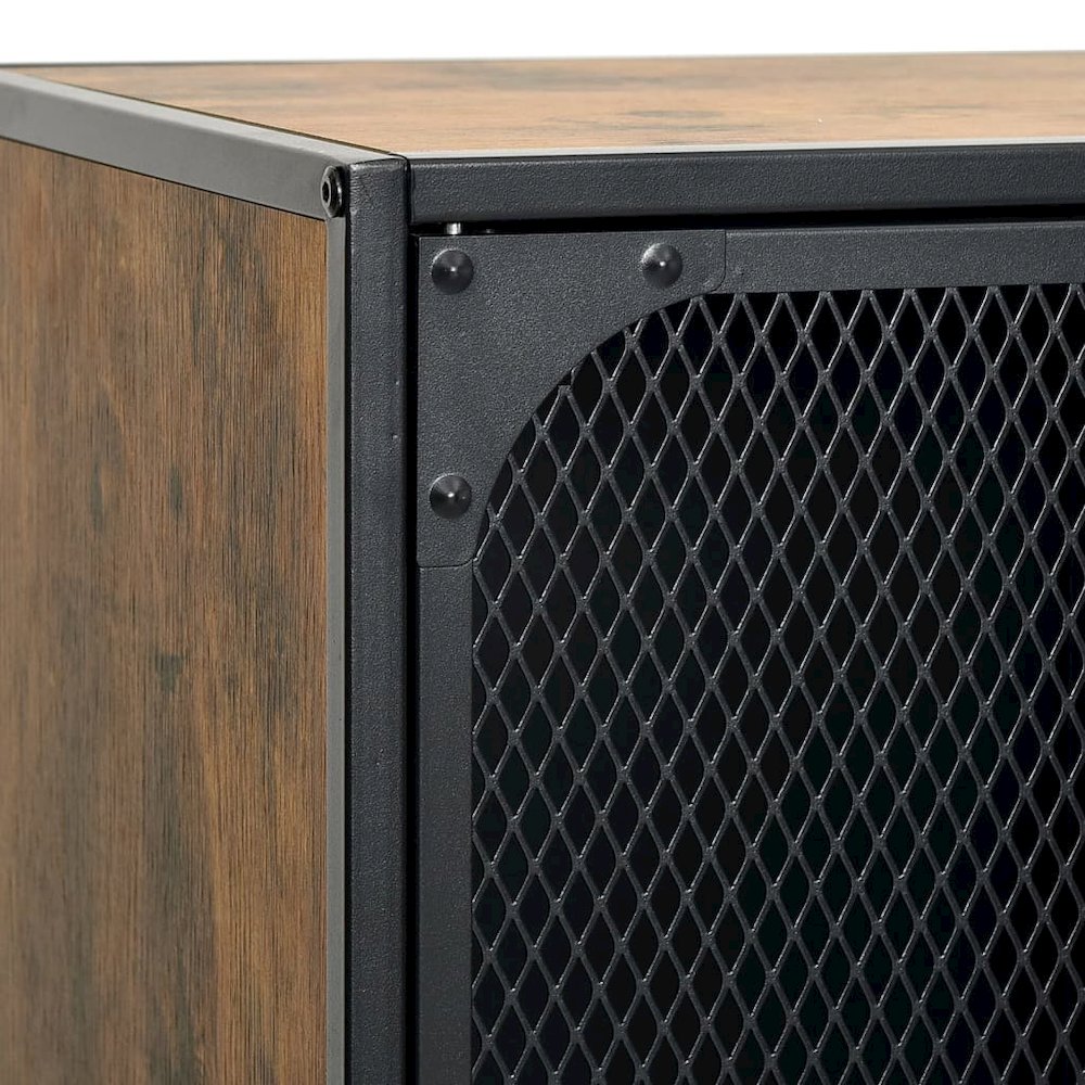 Storage Cabinet Rustic brown Metal and MDF Compact Cabinet. Picture 8