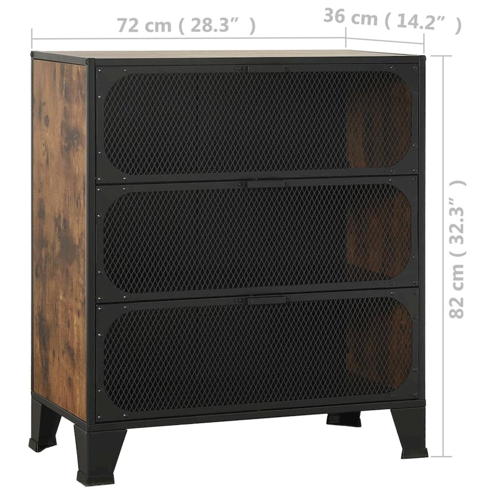 Storage Cabinet Rustic brown Metal and MDF Compact Cabinet. Picture 9
